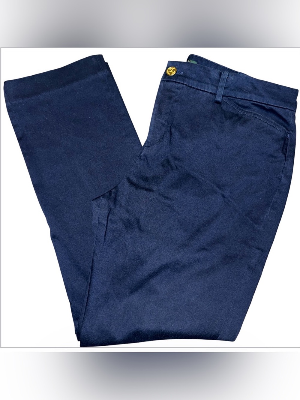 Lauren Ralph Lauren Petite 10P Navy Blue Chino Pants Stretch Cotton Career Work